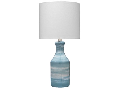 Jamie Young Bungalow Blue Linen White Drum Table Lamp