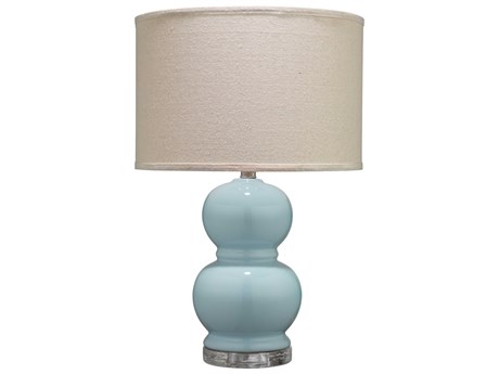 Jamie Young Bubble Light Blue Pebble Linen Drum Table Lamp