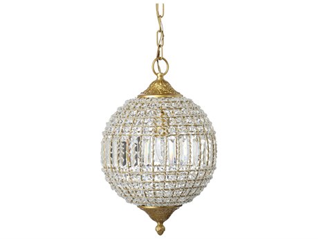 Jamie Young Crystal 1-Light Antique Gold Globe Pendant
