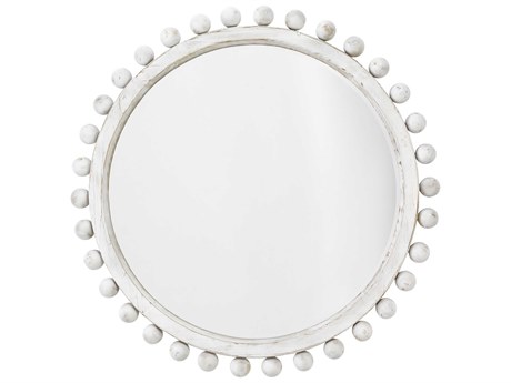 Jamie Young Brighton White Washed Round Wall Mirror