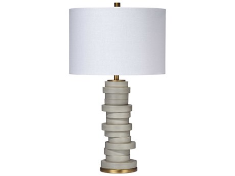 Jamie Young Alignment Cement White Linen Rolled Edge Gray Buffet Lamp