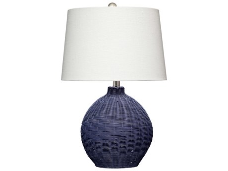 Jamie Young Cape Indigo Blue Linen White Cone Table Lamp