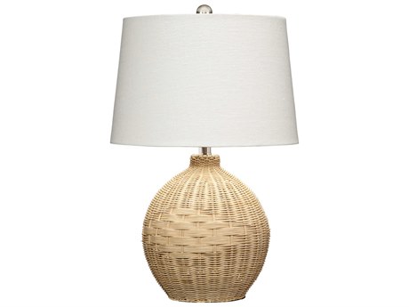 Jamie Young Cape Natural Linen White Cone Brown Table Lamp