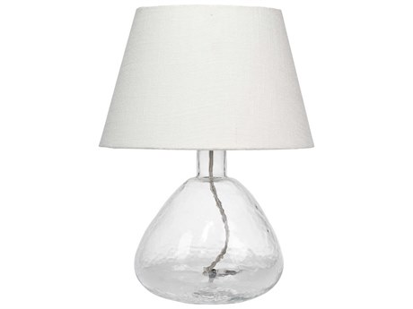 Jamie Young Demi Clear Off White Linen Tapered Rolled Edge Table Lamp