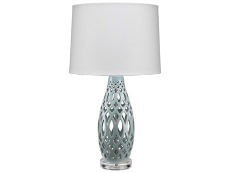 Jamie Young Filigree Blue Linen Cone Buffet Lamp