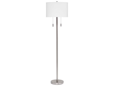 Jamie Young Lincoln Silver Linen White Drum Floor Lamp