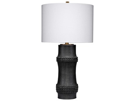 Jamie Young Rail Antique Black White Linen Buffet Lamp