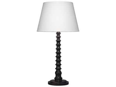 Jamie Young Revolution Black White Linen Slub Rolled Edge Buffet Lamp