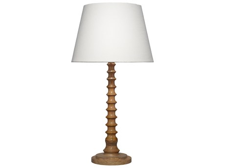 Jamie Young Revolution Natural White Linen Slub Rolled Edge Brown Buffet Lamp