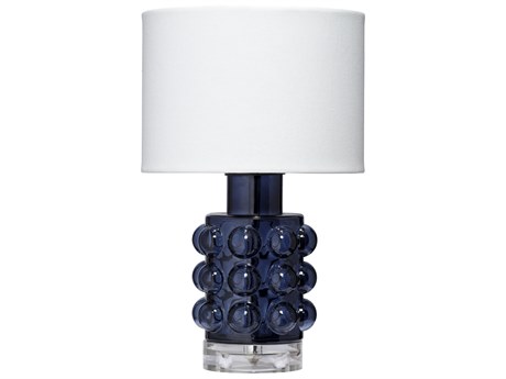 Jamie Young Seltzer Blue Off White Linen Rolled Edge Table Lamp
