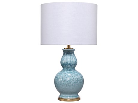 Jamie Young Whitney Blue Linen White Drum Table Lamp