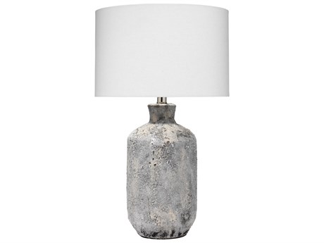 Jamie Young Blaire Grey Cream Cotton Drum Table Lamp