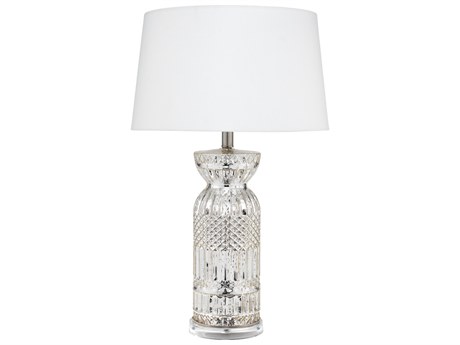 Jamie Young Isla Silver Off White Linen Tapered Buffet Lamp