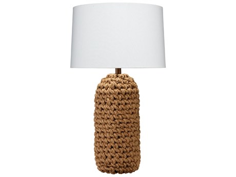 Jamie Young Lawrence Brown Off White Linen Tapered Buffet Lamp