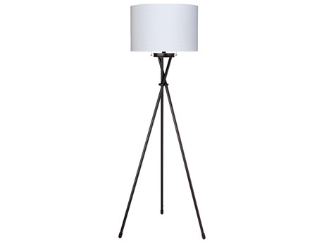 Jamie Young Manny Oil Rubbed Bronze Linen White Drum Floor Lamp