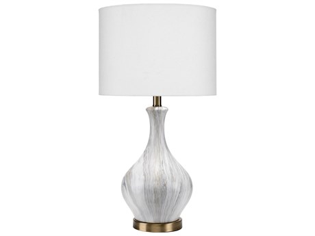 Jamie Young Mila Grey Linen White Drum Buffet Lamp