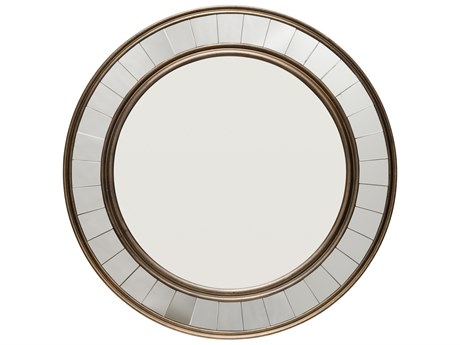 Jamie Young Coltrane Antique Bronze Wood Round Wall Mirror