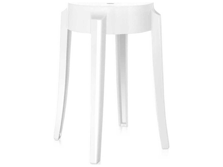 Kartell Outdoor Charles Ghost Glossy White Resin Dining Stool