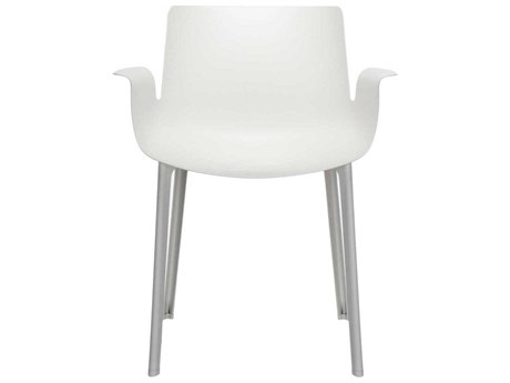 Kartell Outdoor Piuma Opaque White Resin Dining Arm Chair