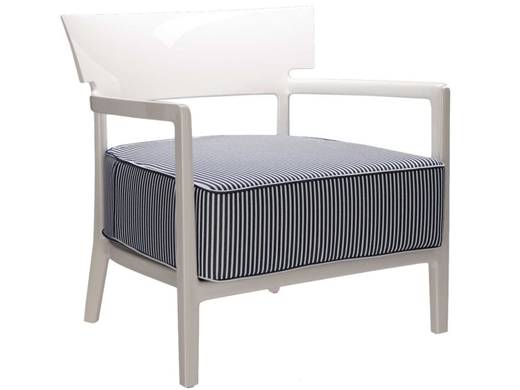 Kartell Outdoor Cara Ivory / Blue Resin Cushion Lounge Chair