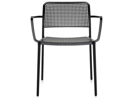 Kartell Outdoor Audrey Black Aluminum Dining Arm Chair  (Sold in 2)