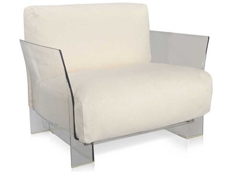 Kartell Outdoor Pop Transparent / Sunbrella Fabric Ecru Lounge Chair