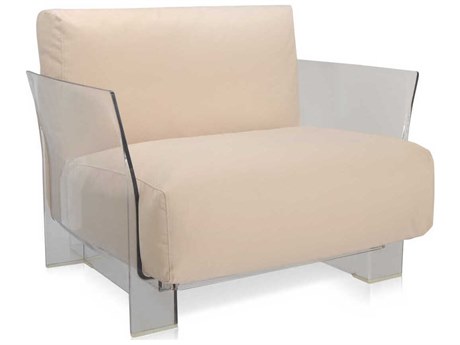 Kartell Outdoor Pop Transparent / Sunbrella Fabric Dove Gray Lounge Chair
