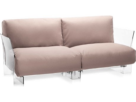 Kartell Outdoor Pop Transparent / Sunbrella Fabric Dove Gray Loveseat