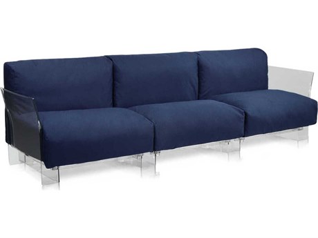 Kartell Outdoor Pop Transparent / Sunbrella Fabric Blue Sofa