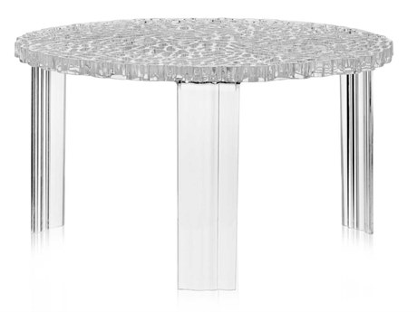 Kartell Outdoor T-table Transparent Crystal Resin 11'' High Round Coffee Table