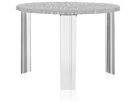 Kartell Outdoor T-table Transparent Crystal Resin 14'' High Round Coffee Table