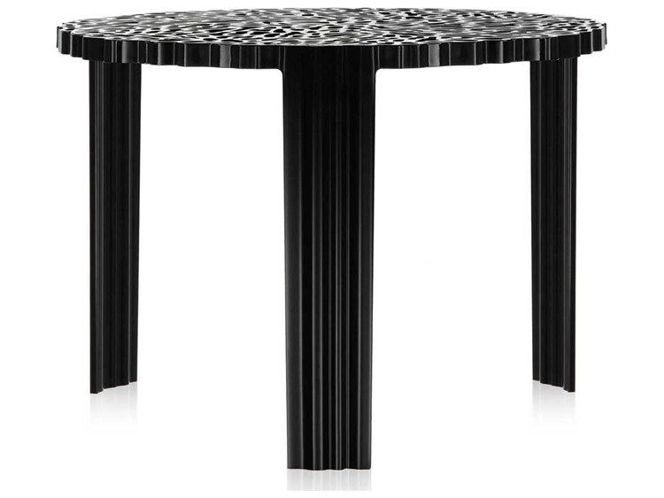 Kartell Outdoor T-table Opaque Black Resin 14'' High Round Coffee Table