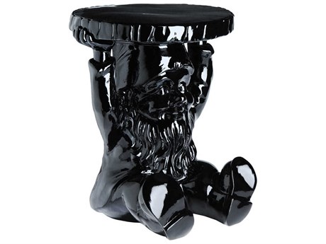 Kartell Outdoor Attila Black Thermoplastic Round Gnome Ornamental Side Table