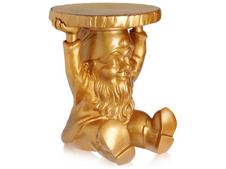 Kartell Outdoor Attila Gold Thermoplastic Round Gnome Ornamental Side Table