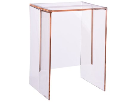 Kartell Outdoor Max-beam Transparent Nude 13''L x 10'' Resin Rectangular End Table