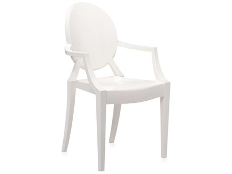 Kartell Outdoor Louis Ghost Glossy White Resin Dining Arm Chair