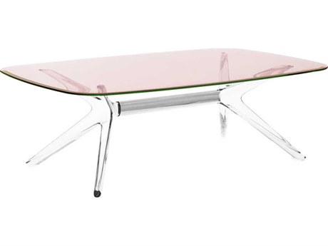 Kartell Blast Rectangular Pink Crystal Chrome Coffee Table