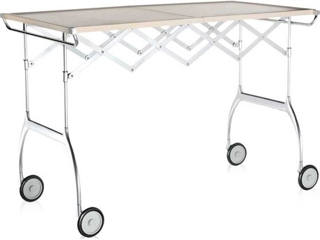 Kartell Battista Silver Cream Chrome Bar Cart