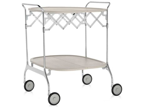 Kartell Gastone Beige Cream Chrome Bar Cart