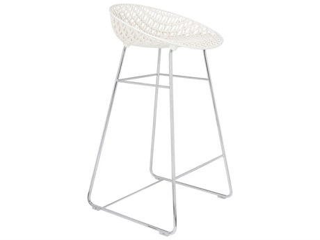Kartell Smatrik White And Chrome Counter Stool