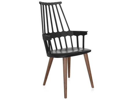 Kartell Comback Ash Wood Black Arm Dining Chair  (Sold in 2)