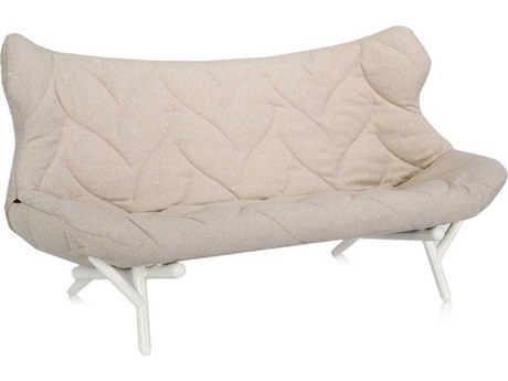 Kartell Foliage Beige Trevira And White Upholstered Loveseat