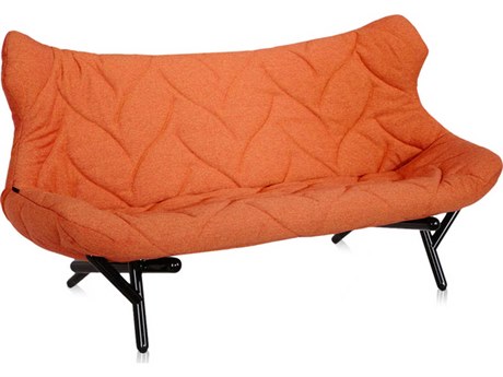 Kartell Foliage Orange Trevira And Black Upholstered Loveseat