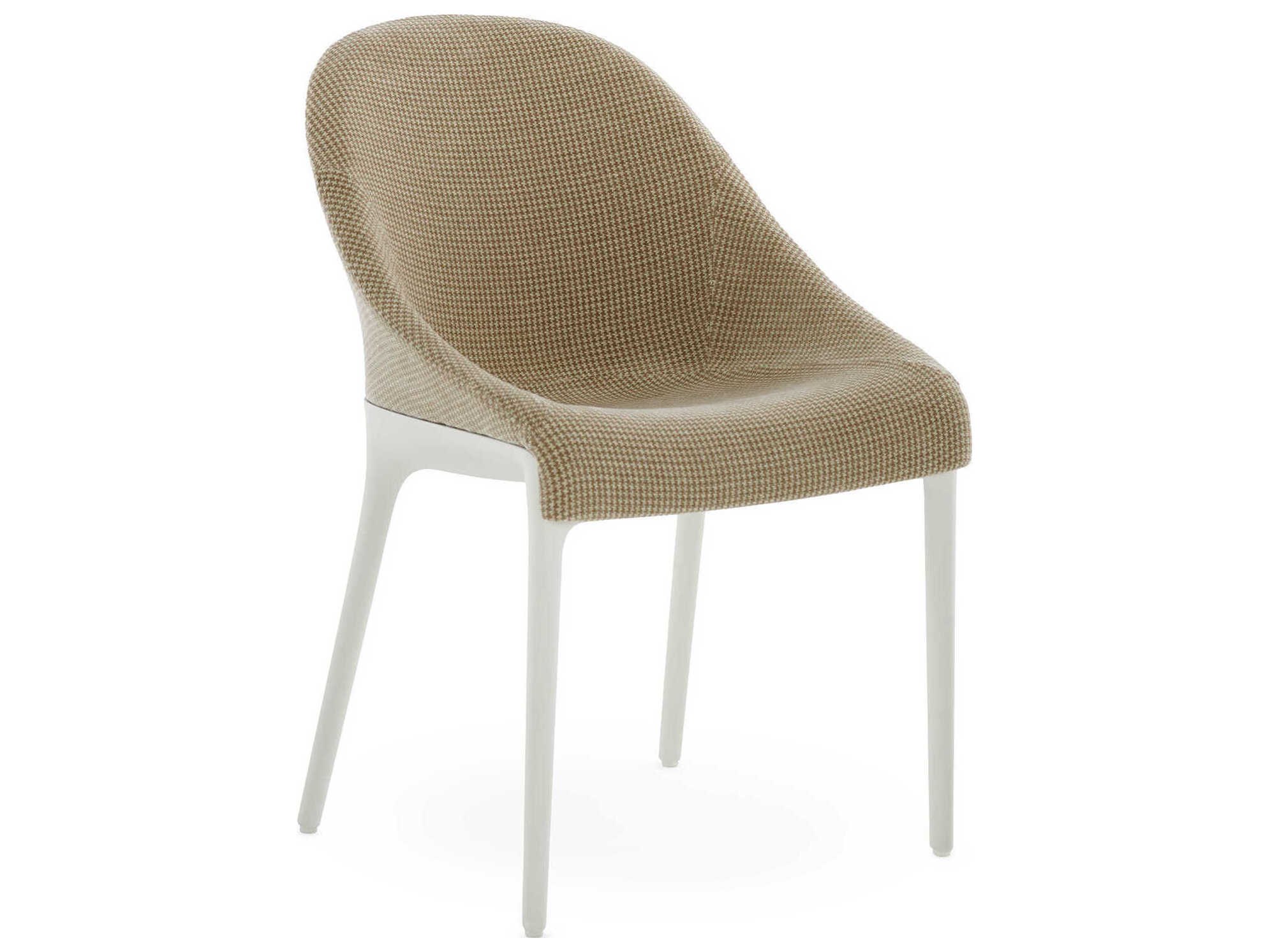 Kartell Eleganza Ela Upholstered Armless Dining Chair with White Frame