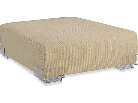 Kartell Plastics Duo Dove Gray Upholstered Ottoman
