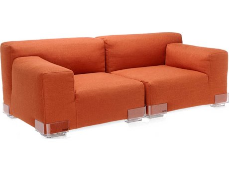 Kartell Plastics Duo Orange Upholstered Loveseat