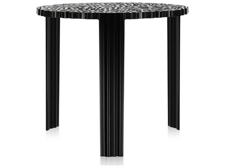 Kartell T-table Round Plastic Black End Table