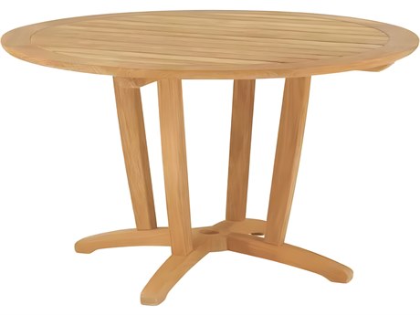 Kingsley Bate Amalfi Teak 50" Wide Round Dining Table with Umbrella Hole