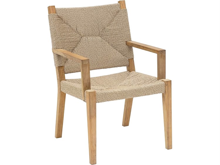 Kingsley Bate Hadley Teak Wicker Dining Arm Chair