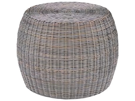 Kingsley Bate Ojai Wicker 24.5" Wide Round Glass Top End Table